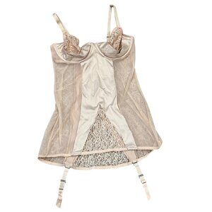Victorias Secret 36C Beige Lace & Satin Bustier Corset Lingerie NWT